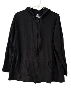 Just My Size Black Full-Zip Hooded Utility Jacket